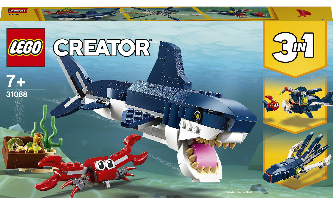 Насолоджуйтесь морськими пригодами з конструктором LEGO® Creator 3in1 31088 «Глибоководні морські істоти».
