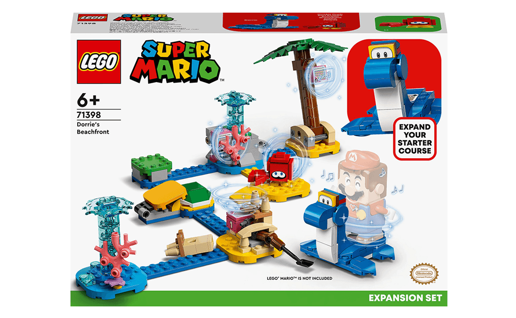 Скучили за відпочинком на березі моря та теплому сонечку? Маріо та Луїджі точно так, тому в наборі LEGO Додатковий набір «Пляж Доррі» вони вирушають на узбережжя, щоб продовжити свої пригоди там. 