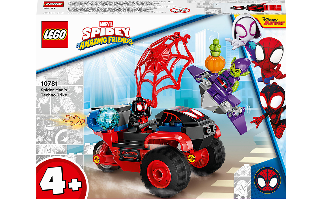 Найменші фанати Людини-Павука тепер також можуть відтворити битву із Зеленим Гобліном, наздоганяючи його на техно-траці та влучно стріляючи павутиною у наборі LEGO “Spidey Майлз Моралез: технотрайк Людини-Павука”.
