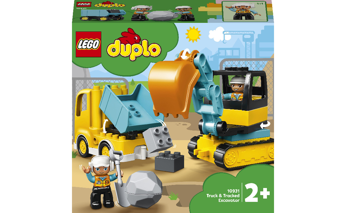 Разом з LEGO DUPLO Гусеничний Вантажівка і Екскаватор (10931) батьки і діти можуть придумати пригоди на будівництві.