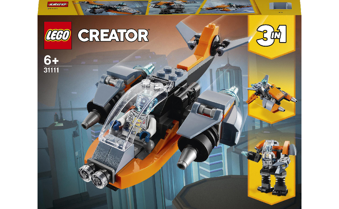 Вам до душі роботи і фантастична зброя майбутнього? Тоді ви повинні звернути увагу на набір конструктора LEGO 31111 Кібердрон із серії Creator.